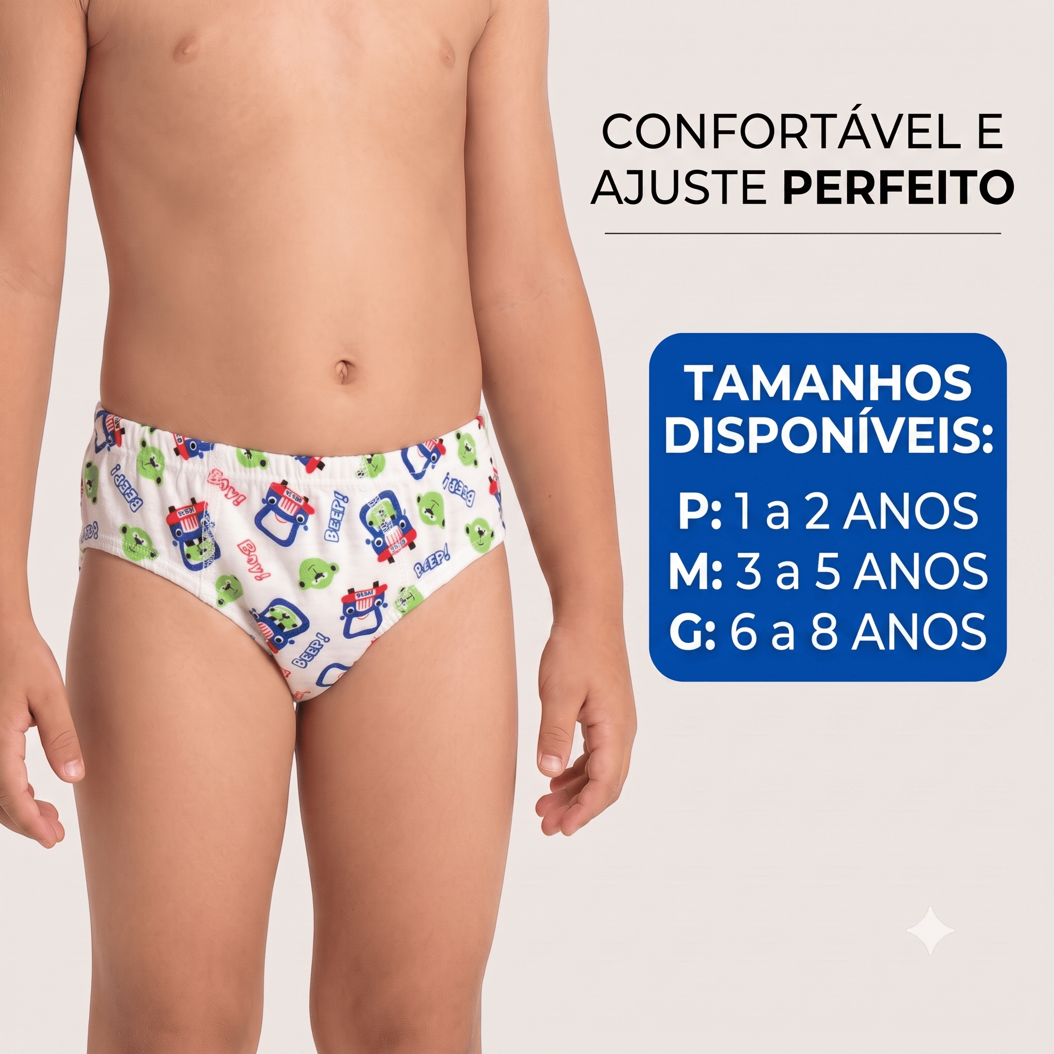 kit 10 Cuecas infantil malha fria
